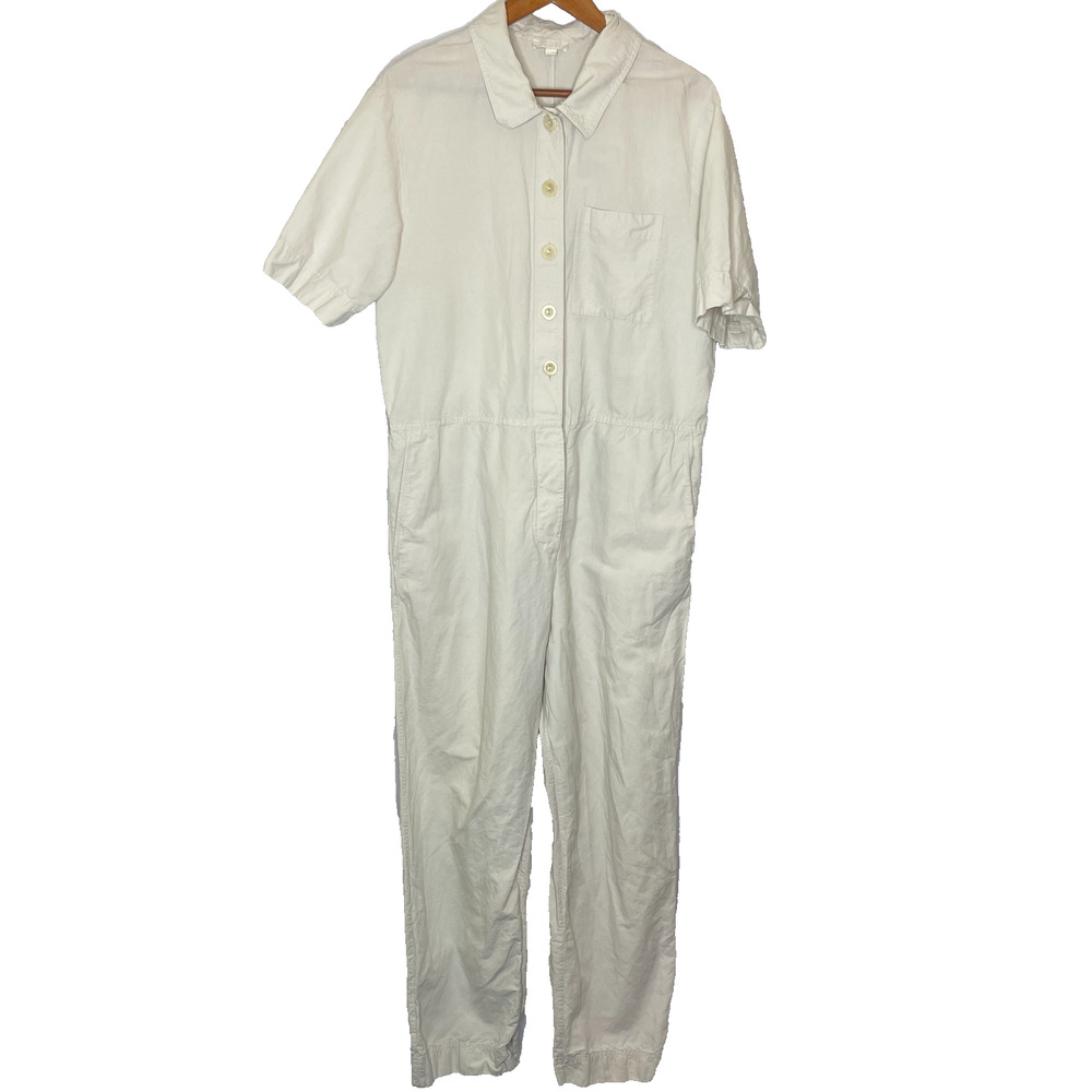 Women's XL (44) Cos Linen Cotton Cream Button Front Utility Boiler Suit
